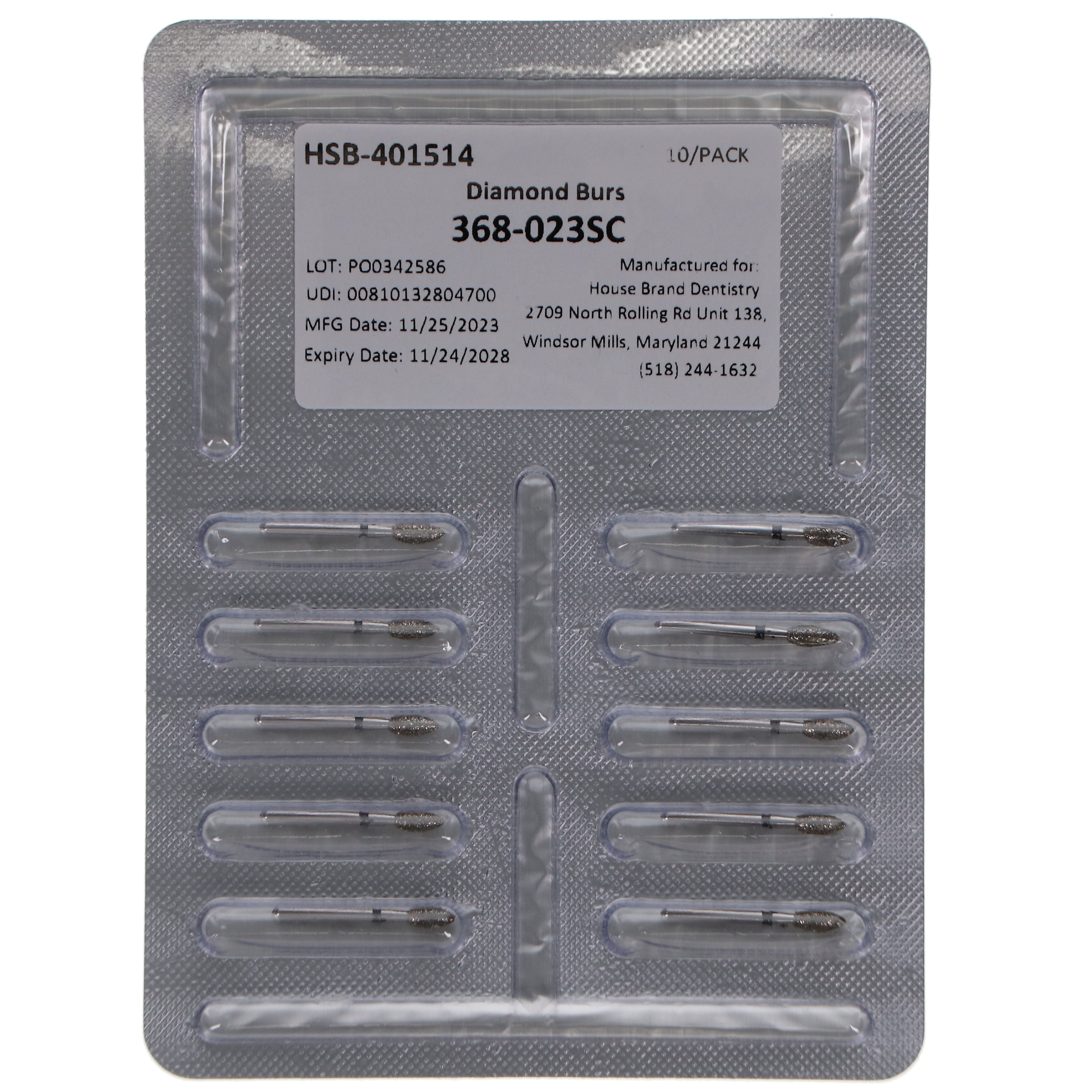 House Brand Dentistry 401514 FG 368-023SC Football Super Coarse Grit Diamond Burs 10/Pk House Brand Dentistry 401514 FG 368-023SC Football Super Coarse Grit Diamond Burs 10/Pk